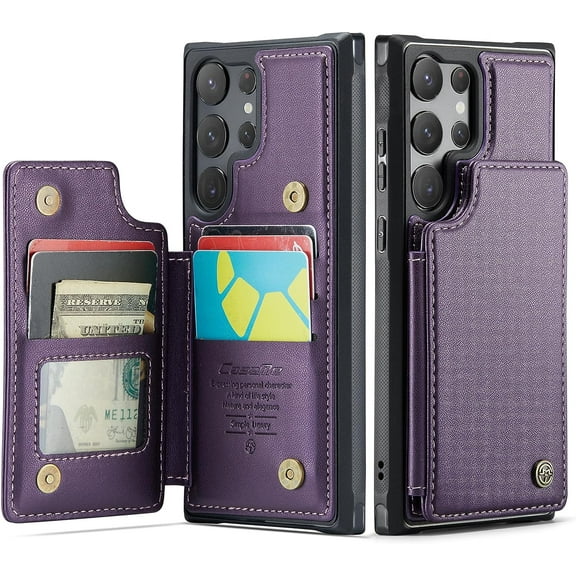 Wallet Case with Card Holder for Samsung Galaxy S22 5G, RFID Blocking Flip Case PU Leather Folio Case Kickstand Card Slots Case Magnetic Clasp Cover Shockproof Case for Women and Men - Black