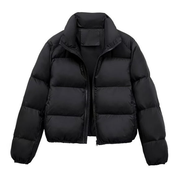 Niaviben Quilted Jackets for Women Cropped Puffer Jacket Women Cold Weather Coats for Women Womens Jackets Casual Women's Casual Jackets Womens Puffy Jackets Puffy Jacket Black L