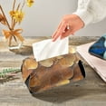 thumbnail image 5 of Brown Three Leaf Tissue Box Cover Leather Square Rectangle Tissue Box Holder for Bathroom Living Room Desk Office Decor, 5 of 7