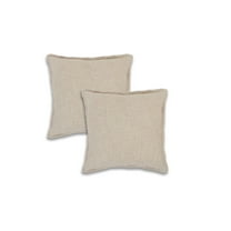 Ox Bay Bennett Set of 2 Beige 20" x 20" Cotton Adult Decorative Feather Filled Pillow Set