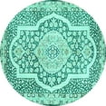 thumbnail image 1 of Ahgly Company Indoor Round Medallion Turquoise Blue Traditional Area Rugs, 7' Round, 1 of 4