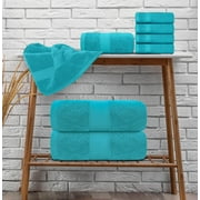 White Classic Hotel Collection Luxury 8-Piece 100% Turkish Cotton Towel Set, Aqua