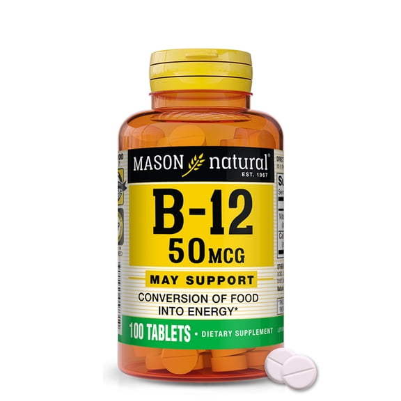 Mason Natural Vitamin B12 50 mcg, Conversion of Food into Energy, 100 Tablets