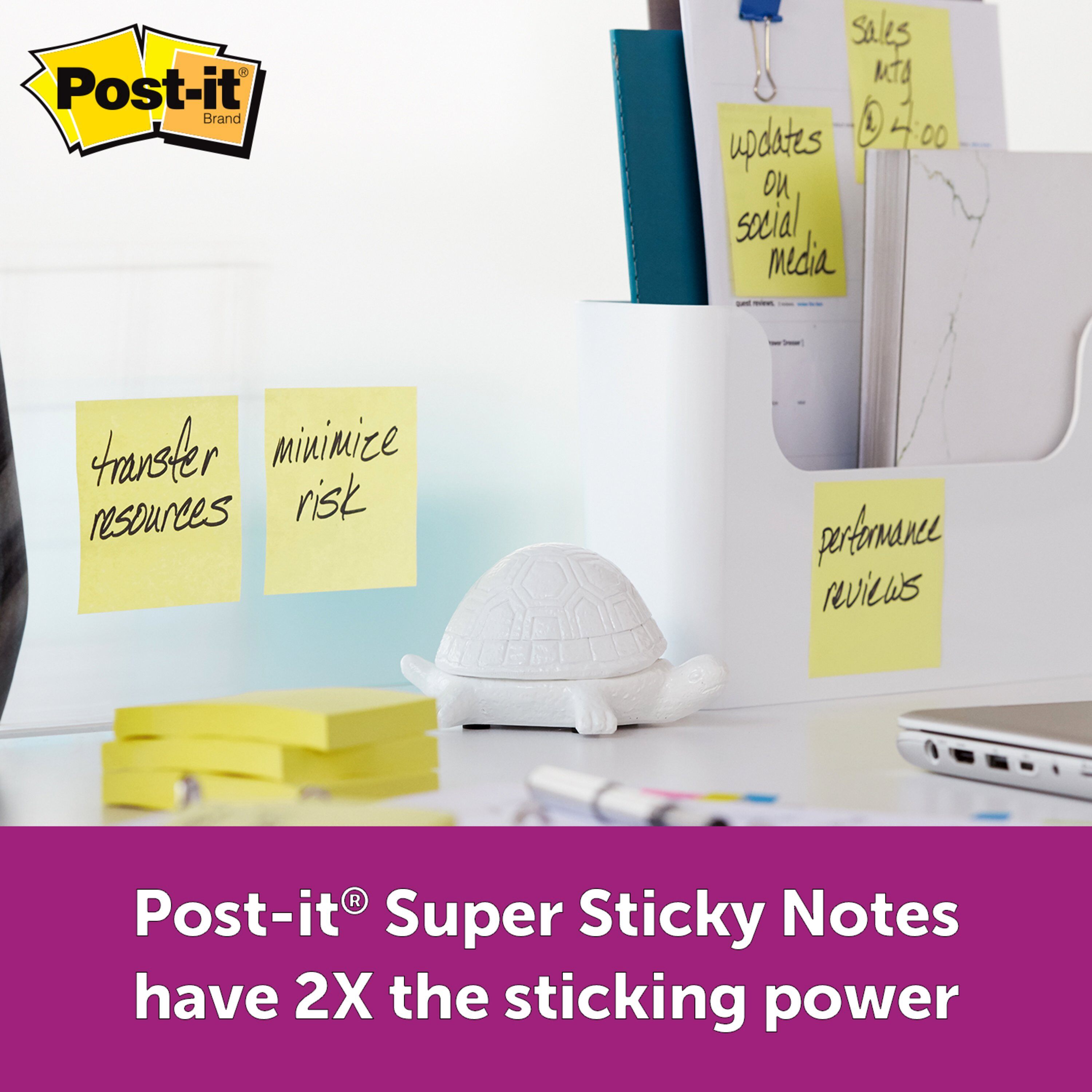 Post-it Notes, Super Sticky, 3" x 3", 6 90 Sheets/Pad, 6 Pads