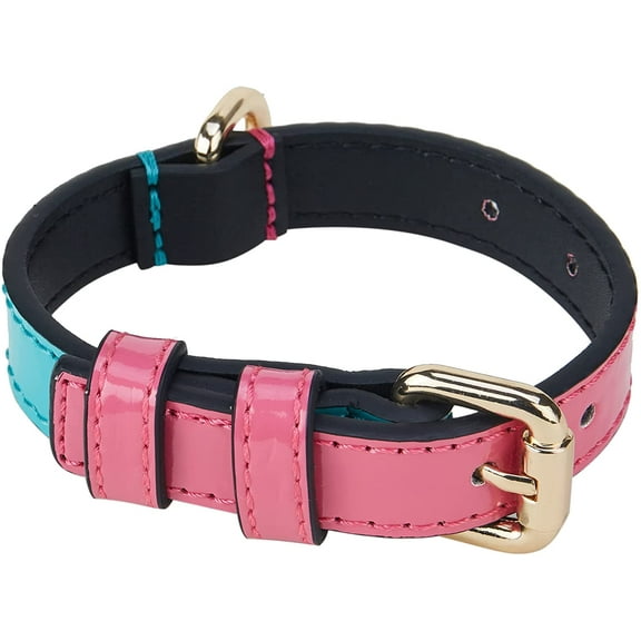 Scotch & Co. Petit Paw Leather Pet Collar, Teal-Pink, X Small