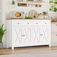 thumbnail image 2 of Homfa Buffet de Cuisine de 55,1 Po L avec Tablettes Ajustables, Armoire de Rangement à 4 Portes et 2 Tiroirs, Blanc, 2 of 7
