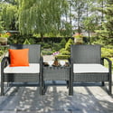 3-Pieces Costway Patio Rattan Furniture Set Coffee Table & Chairs Set