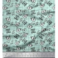 thumbnail image 1 of Soimoi Green Heavy Satin Fabric Coffee & CHill Text Decor Fabric Printed Yard 54 Inch Wide, 1 of 1