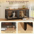 thumbnail image 3 of 80" Dog Crate Furniture,  Heavy Duty Double-Door Dog Indoor Kennel End Table for Decoration & Large Dogs, Brown, 3 of 9