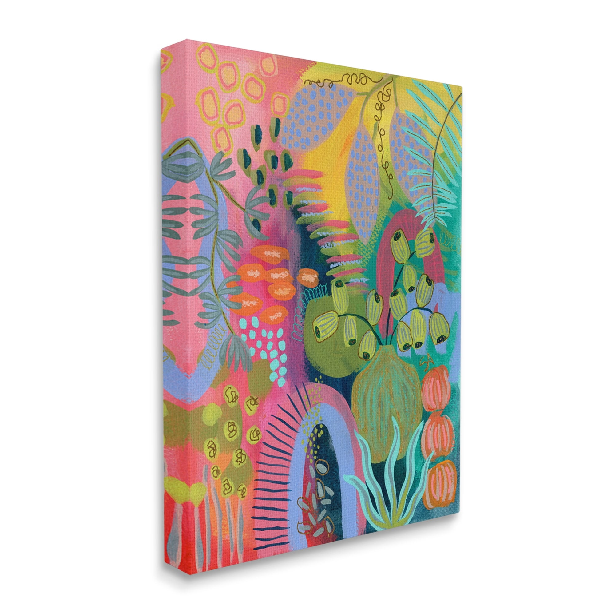 Stupell Industries Abstract Botanicals Vivid Hues Botanical & Floral Painting Gallery Wrapped Canvas Print Wall Art