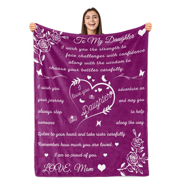 Daughter Blanket, Daughter Blankets From Mom Dad, Birthday Christmas Gifts For Daughter, I Love You Daughter Presents To My Daughter, Daughter Soft Bed Flannel Letter Throw Blanket " (Pink)(30"x40")