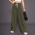 thumbnail image 2 of LUOGENLI Casual Pants Women's Solid Color Autumn and Winter Versatile Casual and Comfortable High Waisted Drawstring Wide Leg Casual Sweatpants Business Casual Pants for Women Grey Army Green XL, 2 of 9