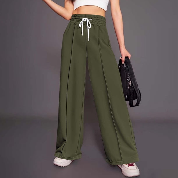 WILLBEST Pantalones Casuales de Mujer de Cintura Alta, Versátiles, Cómodos y de Pierna Ancha para Otoño E Invierno. Chica