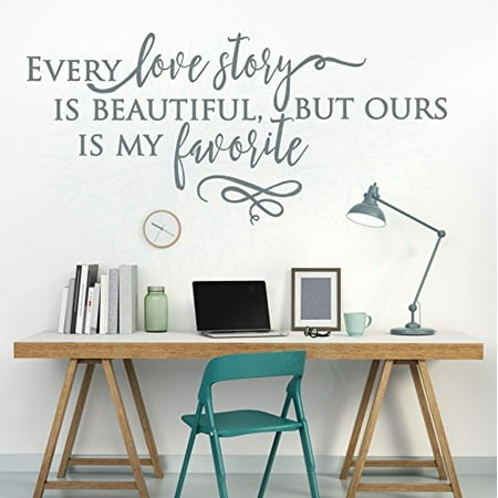 Every Love Story Is Beautiful Bedroom Wall Words Vinyl Decals Sticker Quotes 36x17 Inch Storm Gray