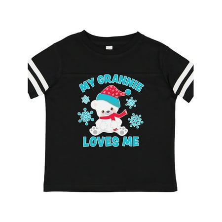 

Inktastic Polar Bear My Grannie Loves Me in Santa Hat with Snowflakes Gift Toddler Boy or Toddler Girl T-Shirt