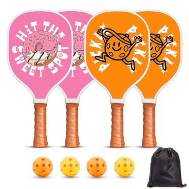 LUXERAD Pickleball Paddles Set of 4, Premium Wood with Balls & Carry Bag