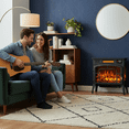 thumbnail image 4 of Black Steel Vintage 3-Sided Electric Fireplace Heater 1500W 3D Flame with Remote, 4 of 7