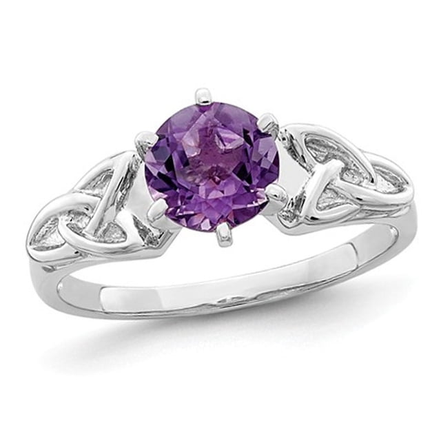 1.00 Carat (ctw) Amethyst Celtic Trinity Ring in Sterling Silver