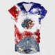 thumbnail image 3 of Camisas de Manga Corta para las Mujeres Día de la Independencia Blusas Estampado Cuello en V Top, Blusas para las Mujeres Casual, 3 of 5