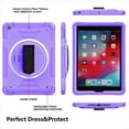 thumbnail image 5 of Shockproof Case for Apple iPad 6th 5th Generation, with Pencil Holder Military Grade Protection Rotating Stand Hand Strap Shoulder Strap Bumper Rugged Case for iPad 6th 5th Gen 9.7", Purple, 5 of 8