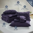 thumbnail image 6 of Virtu California King Comforter Set, Bed In A Bag 7 Pc Pleated Bedding Set, Purple, 6 of 10
