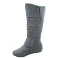 thumbnail image 2 of Bank-81 Women's Fashion Zipper Big Buckle Slouch Casual Flat Heel Mid Calf Round Toe Boots, 2 of 3