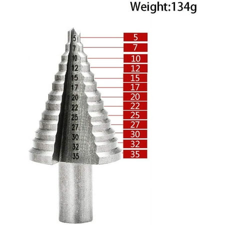 

Metal Conical Drill Bit 5mm-35mm Stepped Drill Bit Titanium Triangle Conical with Titanium Coating for Screwdriver Drill on Steel Brass Wood Plastic