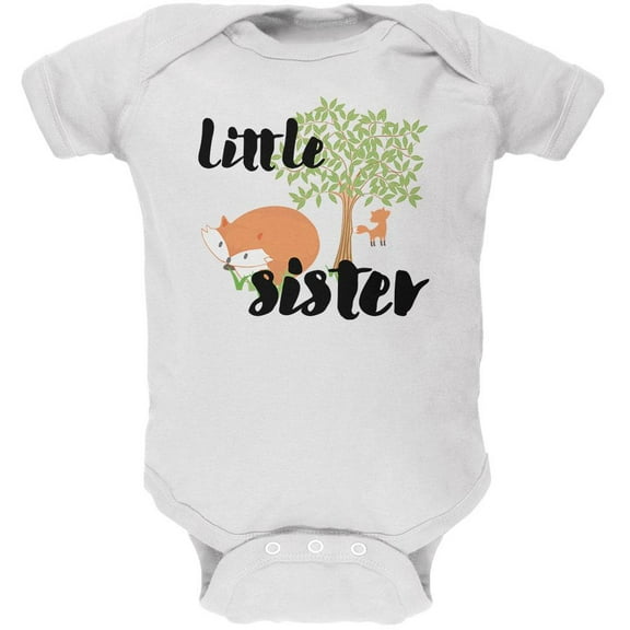 Little Sister Cute Fox Woodland Nature Soft Baby One Piece White 9-12 M