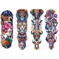 thumbnail image 1 of Etiqueta Engomada Del Tatuaje Desechable 4 Piezas Tatuajes Brazo Flores Extraíbles para Adultos Hombres Mujeres, 1 of 9