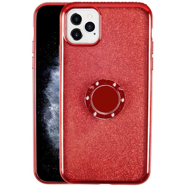 Mignova For Iphone 12 Iphone 12 Pro 6 1 Inch Case With Ring Holder Glitter Bling Cover For Girls Women Sparkly Pretty Fancy Cute With Kickstand Tpu Case Iphone 12 12 Pro 6 1 Inch Red Walmart Com