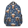 thumbnail image 3 of Highland Cow and Flower Print Backpack for School, Cute School Bag with Adjustable Shoulder Straps and Padded Back, 16.9"x12.6"x5.9", 3 of 5
