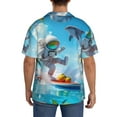 thumbnail image 3 of Honeii Astronaut Tropical Dolphin for Men's Short-Sleeved Button-Up Collared Shirt Featuring A Pocket, Perfect for Beach Vacations, And Travel Adventures.-4X-Large, 3 of 5