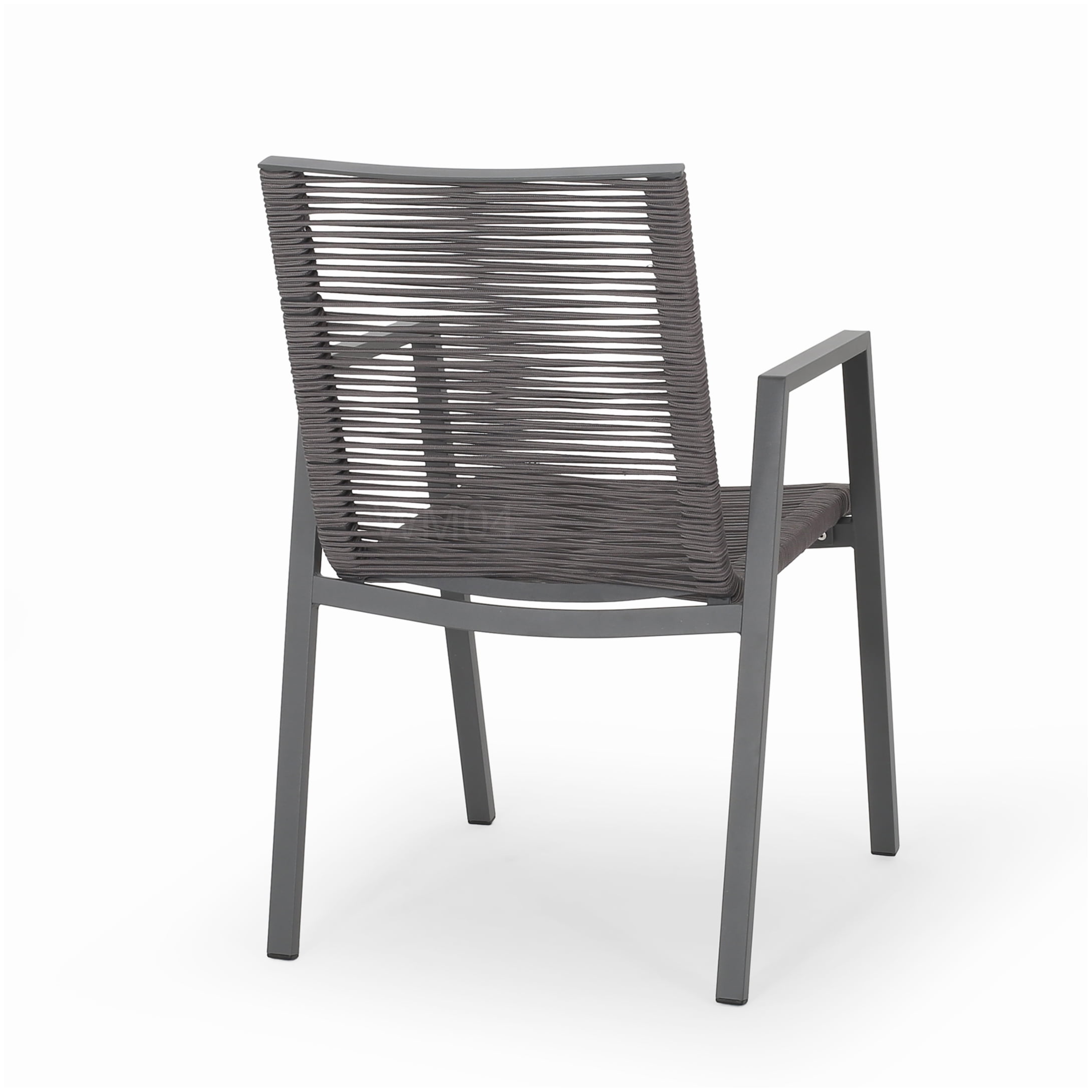 Contemporary Outdoor Chairs Set of 2, Gray Aluminum and Rope Design for Deck Porch Garden