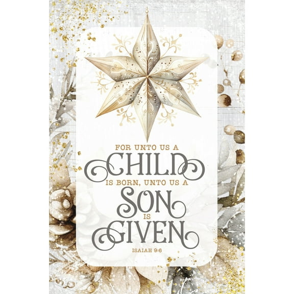 DEXSA For Unto Us A Child Christmas Wood Plaque with Easel and Hook Wall Tabletop Art - 4 inches x 6 inches