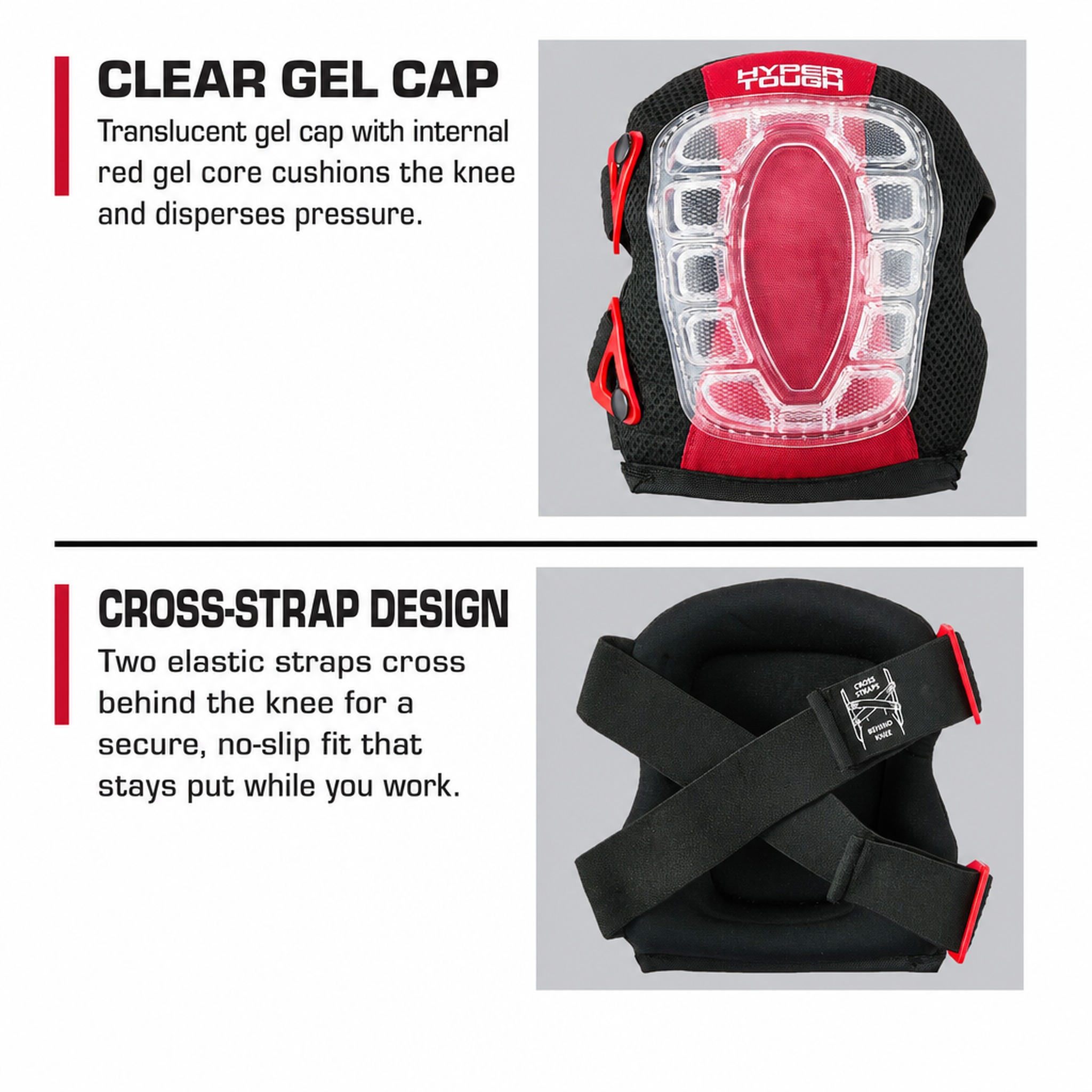 Hyper Tough Pressure Dispersing Foam Knee Pads, 2 Pack photo 3