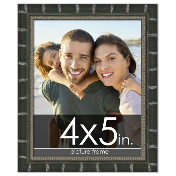 4x5 Bamboo Black Complete Wood Picture Frame with UV Acrylic, Foam Board Backing, & Hardware