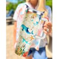 thumbnail image 2 of 40 Oz Dolphin Theme Tumbler With Handle Lid Straw Double Insulated Travel Coffee Ocean Mug Womens Dolphin Cup Gifts, 2 of 6