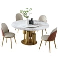 thumbnail image 3 of 59" Round Dining Table Set with 4pcs Orange Chairs, Sintered Stone Kitchen Table with 360° Rotating Lazy Susan, Modern Circular Dining Room Furniture for Small Spaces, 3 of 8
