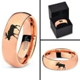 thumbnail image 4 of Tungsten Elk Moose Walking Band Ring 7mm Men Women Comfort Fit 18k Rose Gold Dome Polished, 4 of 4