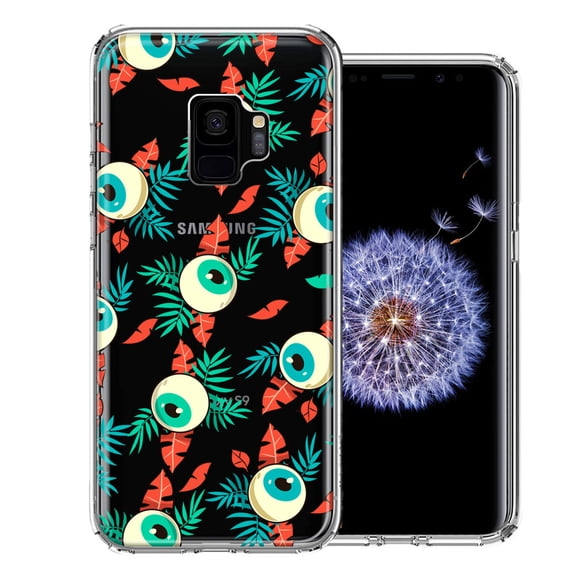 MUNDAZE For Samsung Galaxy S9 Halloween Creepy Tropical Eyeballs Design Double Layer Phone Case Cover