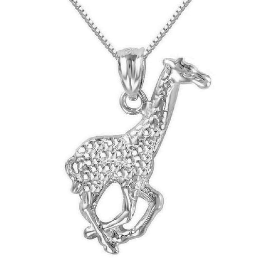 925 Sterling Silver Necklace w/ Giraffe Pendant Charm