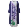 thumbnail image 4 of Robes d'Été pour les Femmes 2022 Femmes Casual Print Robe Col Rond Manches Robe Demi Manches en Mousseline de Soie Châle Cardigan Deux Ensemble, 4 of 8