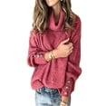 thumbnail image 1 of Luiryar Women's Plus Size Turtleneck Tops Loose Pullover Knitted Plain Warm Sweaters, 1 of 3