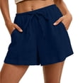 thumbnail image 3 of Afdoent Shorts For Women Casual Summer Solid Color Double Layer Shorts With Pocket Loose Fit Elastic Waist Breathable Lightweight Beach Vacation, 3 of 7