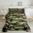 thumbnail image 2 of Feelyou Green Camouflage Queen Comforter Set, Camo Abstract Bedding Sets, Teens Kids Boys Girls Reversible Bedding Comforter Set, Lightweight Room Decor, 3pcs, 2 of 8