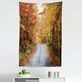 thumbnail image 1 of Autumn Scenery Tapestry, Seasonal Change Falling Leaves Lonely Road in the Forest Nature Illustration, Fabric Wall Hanging Decor for Bedroom Living Room Dorm, 5 Sizes, Multicolor, by Ambesonne, 1 of 1