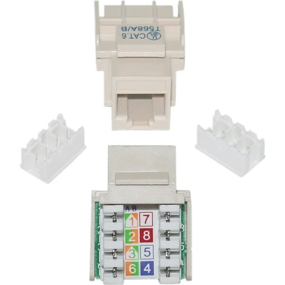 Cat6 Keystone Jack, Beige/Ivory, RJ45 Female to 110 Punch Down, CableWholesale