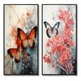 thumbnail image 2 of Designart "Orange Teal Butterfly Euphony Of Wings" Butterfly Framed Wall Art Set Of 2 - Orange Animals Frame Gallery Set For Office Decor, 2 of 7