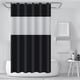 thumbnail image 1 of Cortina de ducha impermeable de EVA empalmada, 180 x 180 cm | Cortina de baño gruesa sin perforaciones con ganchos | Panel impermeable y permeable a la luz, material EVA duradero | Negro, blanc, 1 of 5