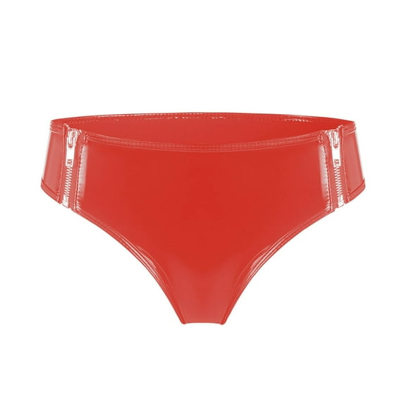 Women High Gloss Leather Sexy Zipper Opening Shorts